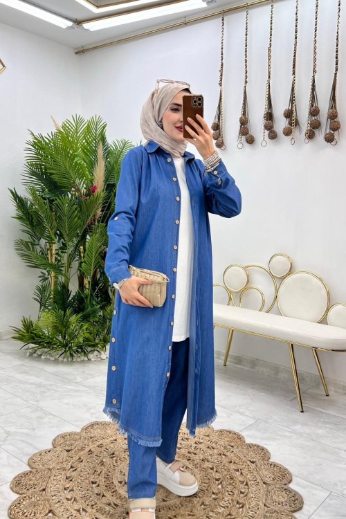 Mavi İmge Kot Takım Tesettür Giyim Mavi