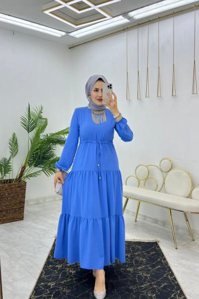 Mavi Nilay Elbise Tesettür Giyim Mavi