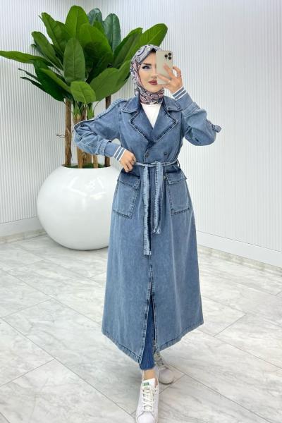 Mavi Premium Hançer Kot Kap Tesettür Giyim Mavi