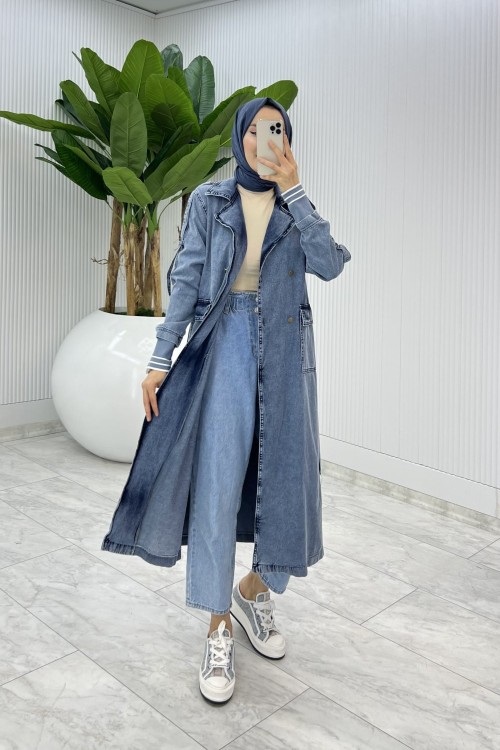 Mavi Premium Hançer Kot Kap Tesettür Giyim  Mavi