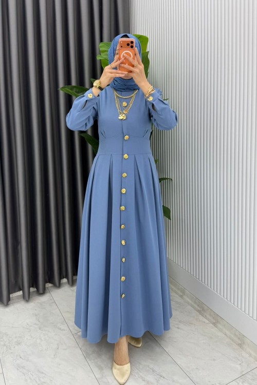 Mavi Premium Asel Elbise Tesettür Giyim  Mavi