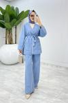 Mavi Şeyda Premıum Kot Takım Tesettür Giyim  Mavi