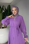 Mor Meşk Abaya Takım Tesettür Giyim  Mor