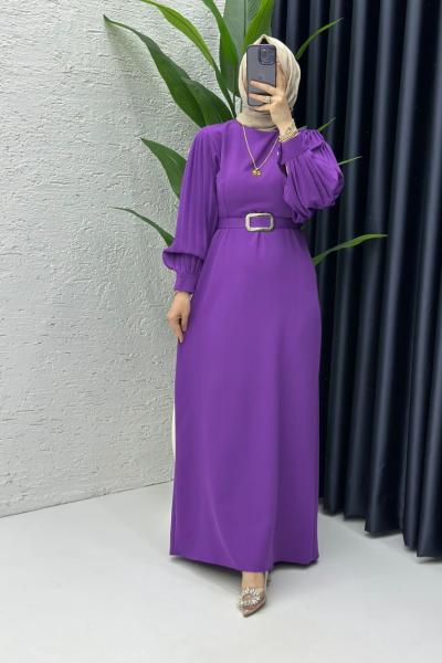 Mor Narin Elbise Tesettür Giyim Mor