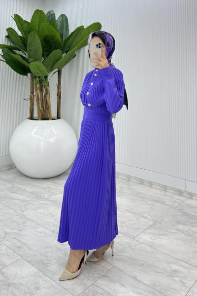 Mor Sümeyye İkili Triko Takım Tesettür Giyim  Mor