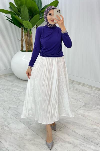 Mor Tek Sadece Bluz Tesettür Giyim Mor