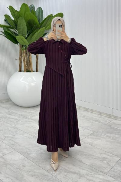 Mürdüm  Şehnaz Elbise Tesettür Giyim  Mürdüm