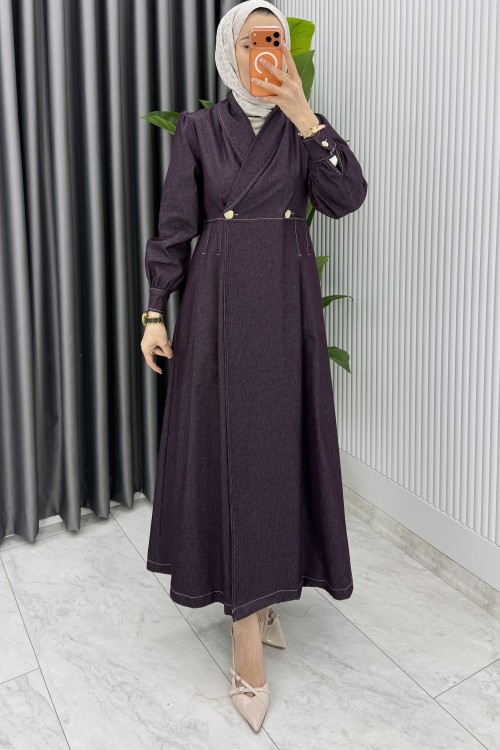 Mürdüm  Premıum Rengin Ferace Tesettür Giyim  Mürdüm