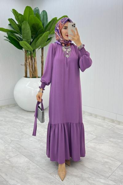 Mürdüm Açelya Elbise Tesettür Giyim Mürdüm