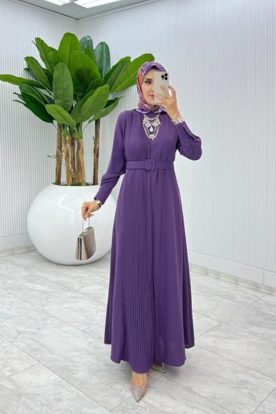 Mürdüm Busem Elbise Tesettür Giyim Mürdüm