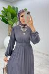 Füme Deniz Elbise Tesettür Giyim Mürdüm