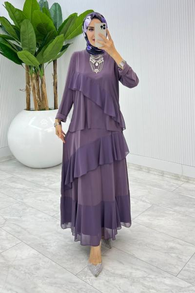 Mürdüm Nona Takım Tesettür Giyim Mürdüm