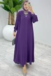 Mürdüm Premıum Melek Abaya Takım Tesettür Giyim Mürdüm