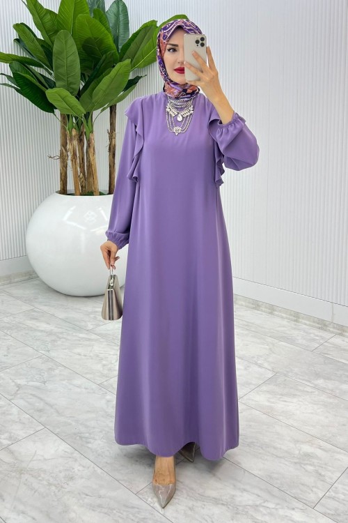 Mürdüm Zennure Elbise Tesettür Giyim  Mürdüm