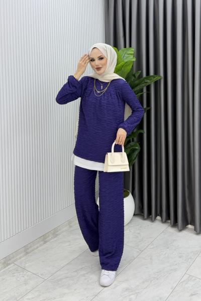 Mürdüm Zeyzey Takım Tesettür Giyim  Mürdüm