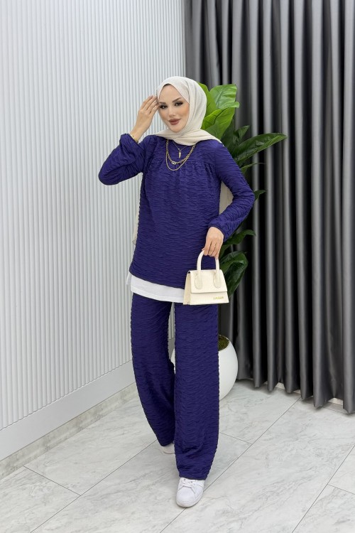 Mürdüm Zeyzey Takım Tesettür Giyim  Mürdüm