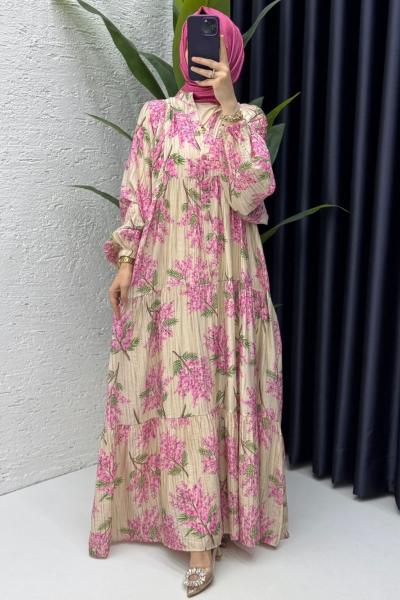 Pembe Dilşah Elbise Tesettür Giyim Pembe