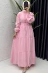 Pembe Handan Elbise Tesettür Giyim  Pembe