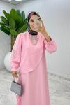 Pembe Premium Paris Elbise Tesettür Giyim Pembe