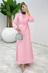 Pembe Premium Paris Elbise Tesettür Giyim Pembe