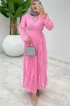 Pembe Premium Manolya Elbise Tesettür Giyim Pembe
