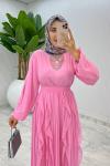 Pembe Premium Manolya Elbise Tesettür Giyim Pembe