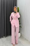 Pembe Premium Kemerli Gözde Takım Tesettür Giyim Pembe