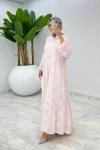 Pembe Saçaklı Elbise Tesettür Giyim  Pembe