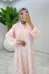 Pembe Saçaklı Elbise Tesettür Giyim  Pembe