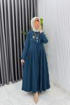 Petrol Broşlu Premıum Sibel Tasarım Takım Tesettür Giyim  Petrol Yeşili