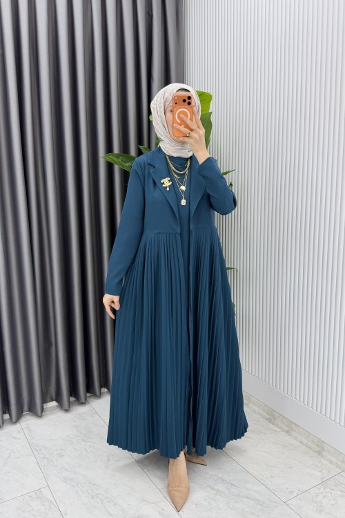 Petrol Broşlu Premıum Sibel Tasarım Takım Tesettür Giyim  Petrol Yeşili