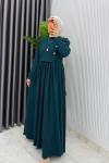 Petrol Burgu Sinem Elbise Tesettür Giyim  Petrol Yeşili