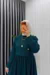 Petrol Burgu Sinem Elbise Tesettür Giyim  Petrol Yeşili