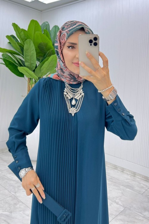 Petrol Busem Elbise Tesettür Giyim Petrol Yeşili