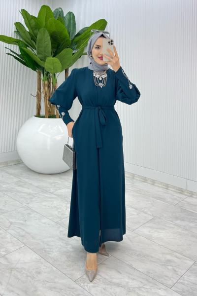 Petrol Premıum Alessi Ferace Tesettür Giyim Petrol Yeşili