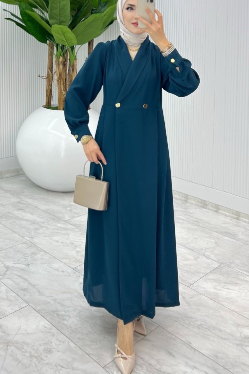 Petrol Premium Lal Ferace Elbise Tesettür Giyim Petrol Mavisi