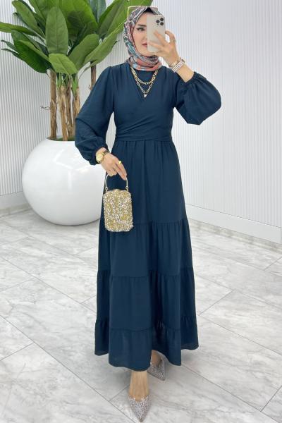 Petrol Premıum Leha Elbise Tesettür Giyim Petrol Yeşili