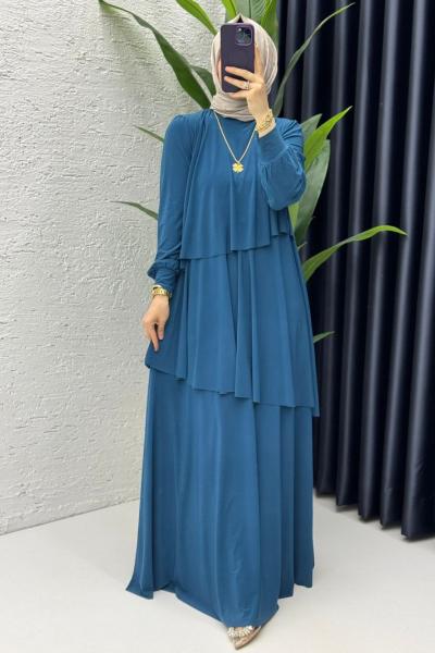 Petrol Premium Sultan Elbise Tesettür Giyim Petrol Mavisi