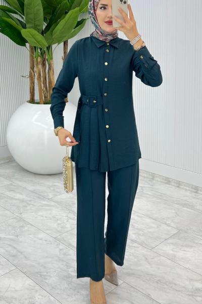 Petrol Premium Vildan Takım Tesettür Giyim Petrol Yeşili