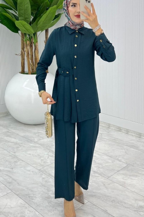 Petrol Premium Vildan Takım Tesettür Giyim Petrol Yeşili