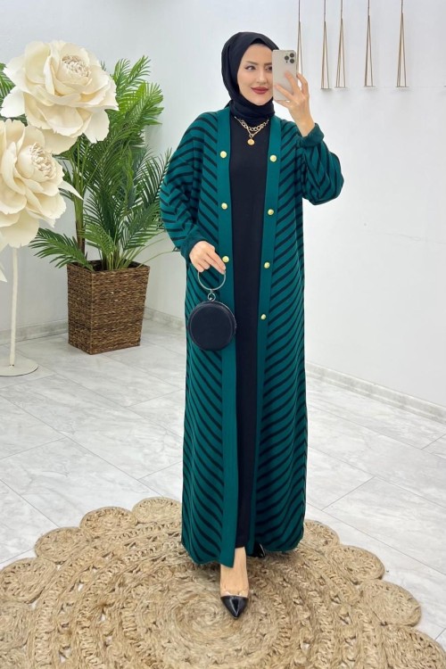 Petrol Sıla Triko Takım Tesettür Giyim  Petrol Yeşili