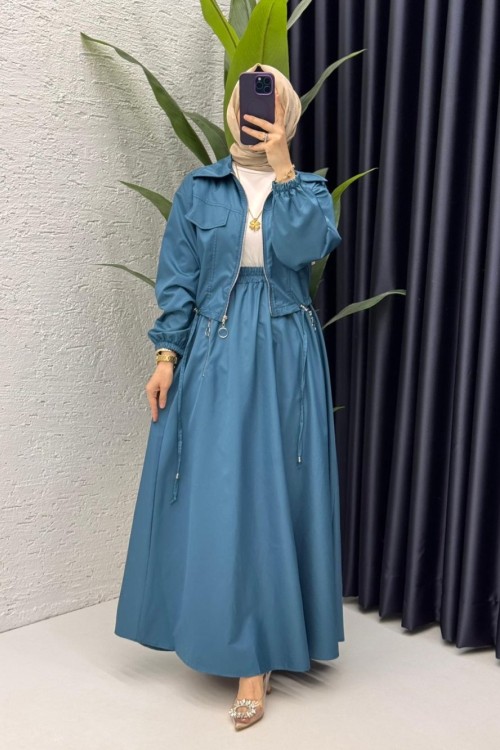 Petrol Tuana Takım Tesettür Giyim Petrol Mavisi