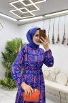 Saks Kıymet Elbise Tesettür Giyim Saks Mavisi