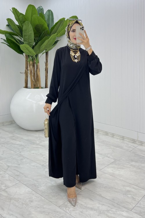 Siyah Ahum Tasarım Takım Tesettür Giyim  Siyah