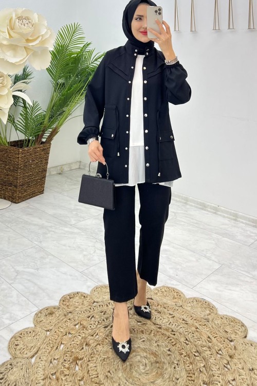 Siyah Alanur Takım Tesettür Giyim  Siyah