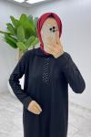Siyah Arzu Triko Elbise Tesettür Giyim  Siyah