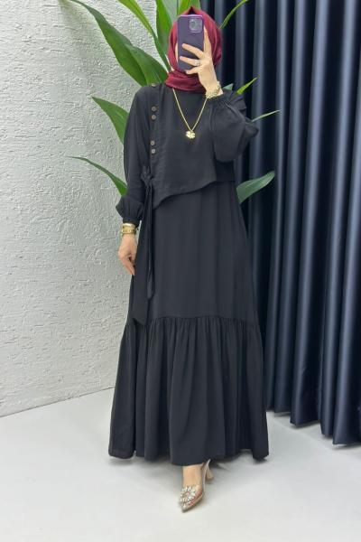 Siyah Aycan Elbise Tesettür Giyim Siyah