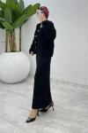 Siyah Başak Triko Takım Tesettür Giyim  Siyah
