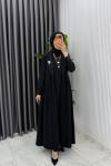 Siyah  Broşlu Premıum Sibel Tasarım Takım Tesettür Giyim  Siyah
