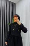 Siyah Burgu Sinem Elbise Tesettür Giyim  Siyah